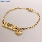 Zircon Pendant Link Chain Bracelet for Women Men