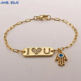 Zircon Pendant Link Chain Bracelet for Women Men
