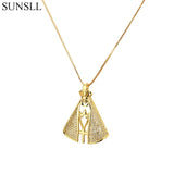 Cross Pendant Necklace Copper CZ Colar Feminina