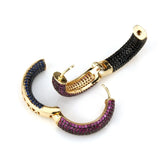 Golden Copper Pins Multicolor CZ Circle Hoop Earrings Women's Jewelry