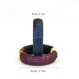 Golden Copper Pins Multicolor CZ Circle Hoop Earrings Women's Jewelry