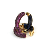 Golden Copper Pins Multicolor CZ Circle Hoop Earrings Women's Jewelry