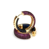 Golden Copper Pins Multicolor CZ Circle Hoop Earrings Women's Jewelry