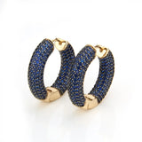 Golden Copper Pins Multicolor CZ Big Circle Hoop Earrings
