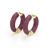 Golden Copper Pins Multicolor CZ Big Circle Hoop Earrings