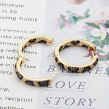 Golden Copper Earrings Leopard CZ Hoop Women Jewelry