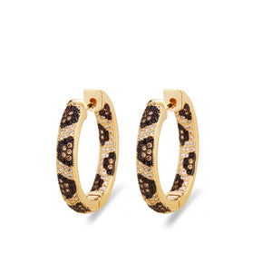 Golden Copper Earrings Leopard CZ Hoop Women Jewelry