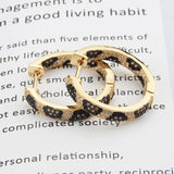 Golden Copper Earrings Leopard CZ Hoop Women Jewelry