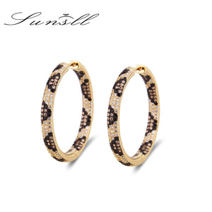 Leopard Hoop Earrings CZ Bridal Wedding Party Jewelry