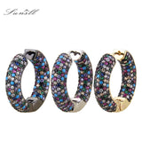 Copper CZ Round Hoop Earrings Women Jewelry Brincos