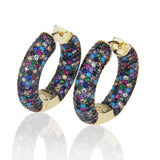 Copper CZ Round Hoop Earrings Women Jewelry Brincos
