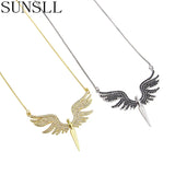 Gold/Silver Copper Necklace Black/White CZ Pendant Jewelry