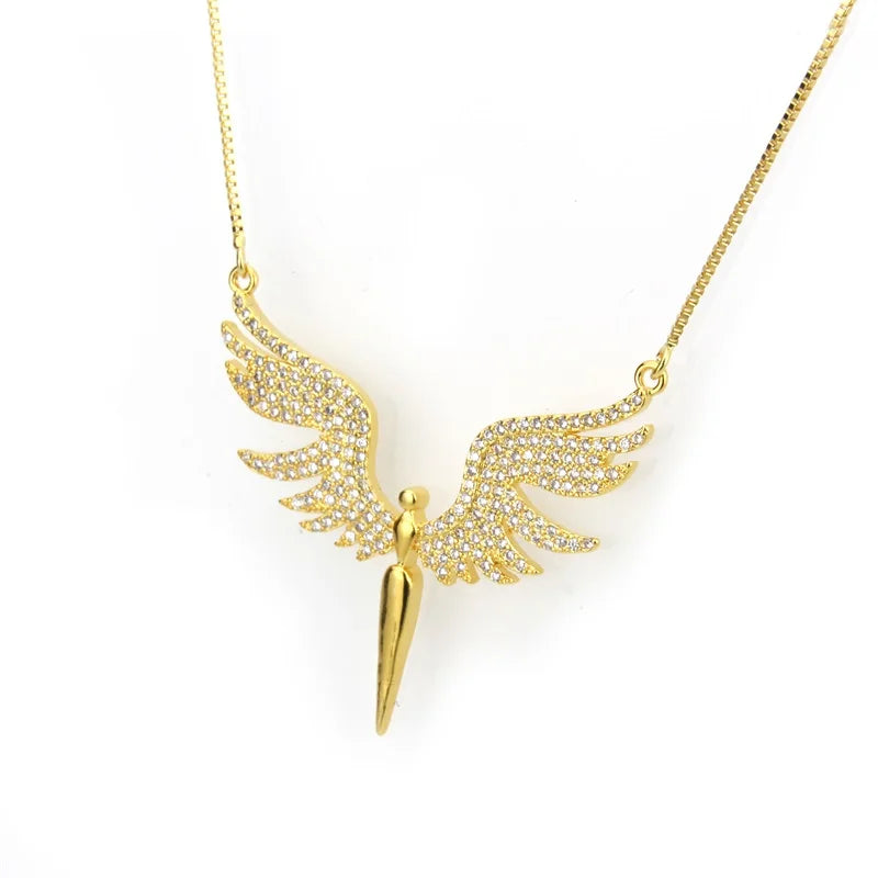 Gold/Silver Copper Necklace Black/White CZ Pendant Jewelry