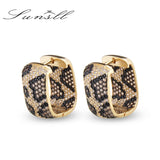 Leopard Zircon Square Earrings Wedding Party Jewelry