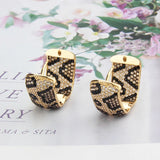 Leopard Zircon Square Earrings Wedding Party Jewelry