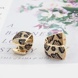 Leopard Zircon Square Earrings Wedding Party Jewelry