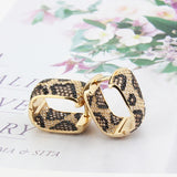 Leopard Zircon Square Earrings Wedding Party Jewelry
