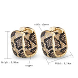 Leopard Zircon Square Earrings Wedding Party Jewelry