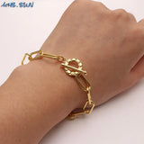 Oil Chunky Charms Bracelets with Zircon Eye Dangle Bangles