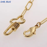 Copper Chain Bracelets Zircon Geometric Cross Hand Bangles Choker Jewelry