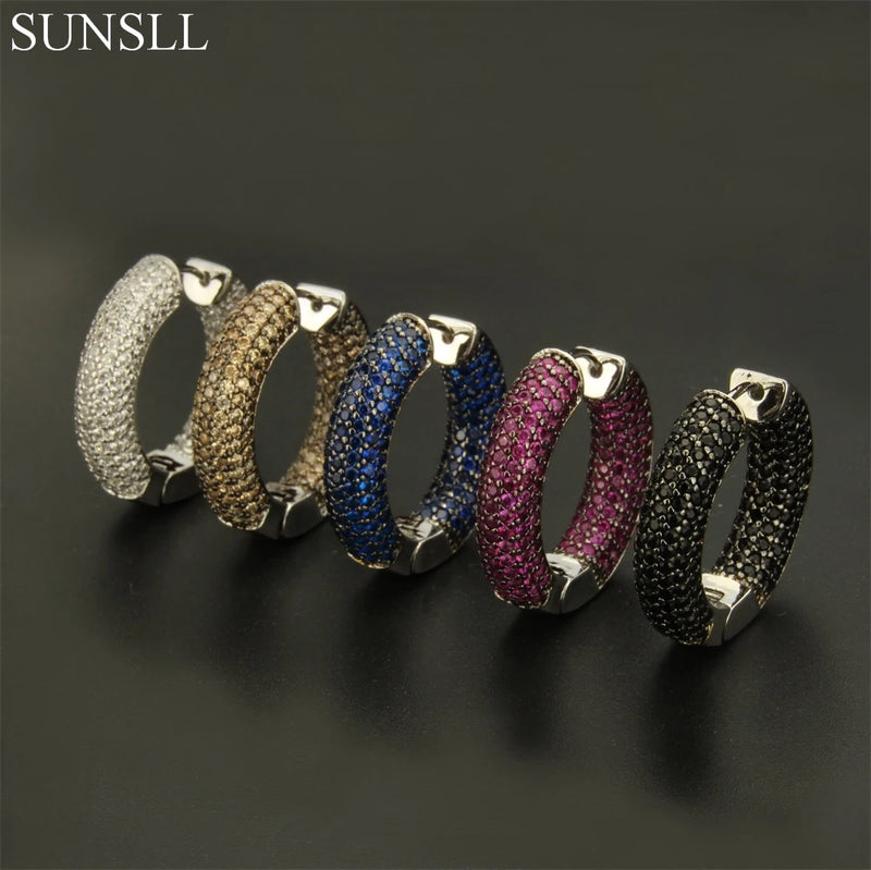 Multicolor CZ Big Round Hoop Earrings Party Jewelry