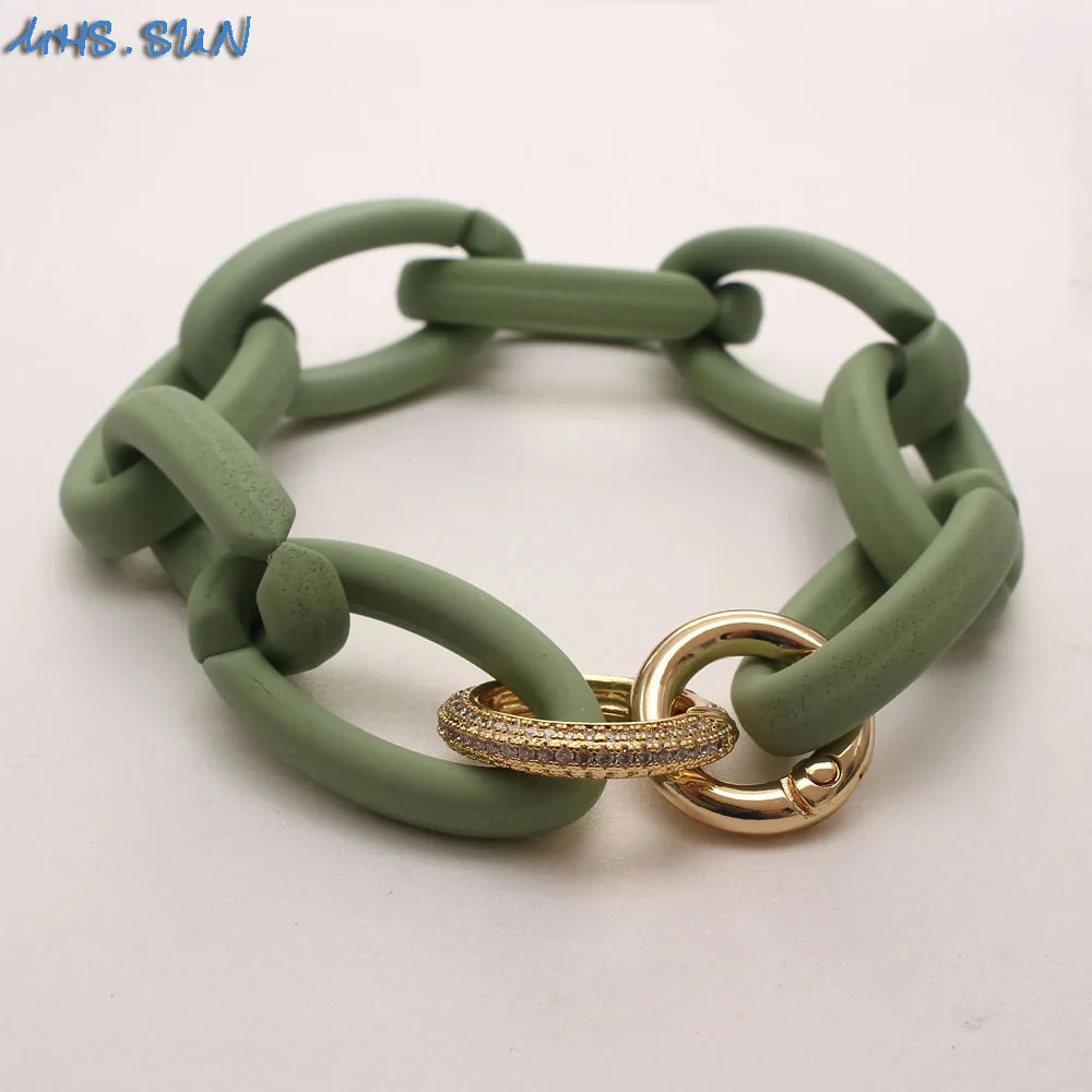 Vintage Resin Buckle Chain Bracelet for Women