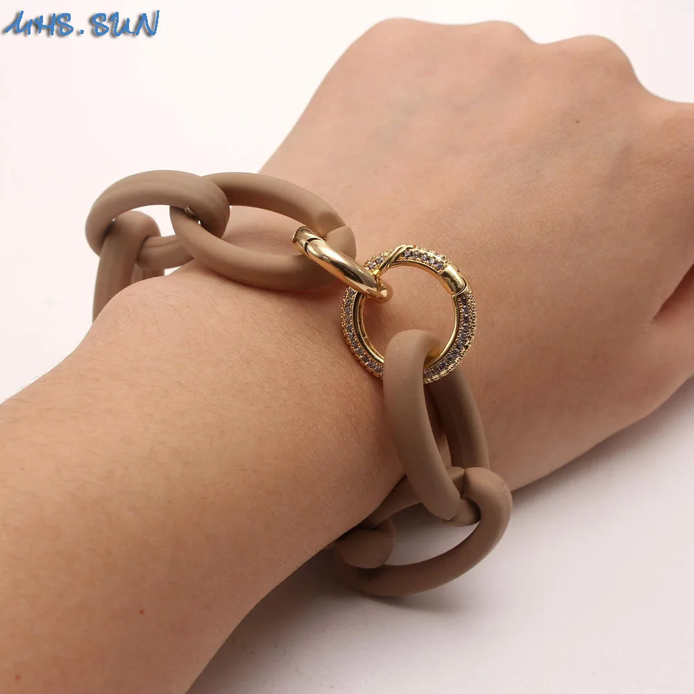 Vintage Resin Buckle Chain Bracelet for Women