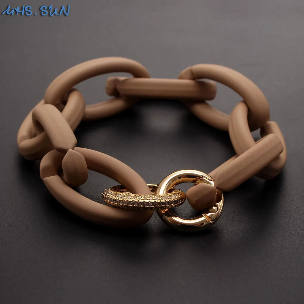 Vintage Resin Buckle Chain Bracelet for Women