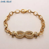 Women Zircon Heart Lips Bracelet Chain Bangle Plated Jewelry