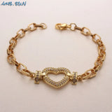 Women Zircon Heart Lips Bracelet Chain Bangle Plated Jewelry