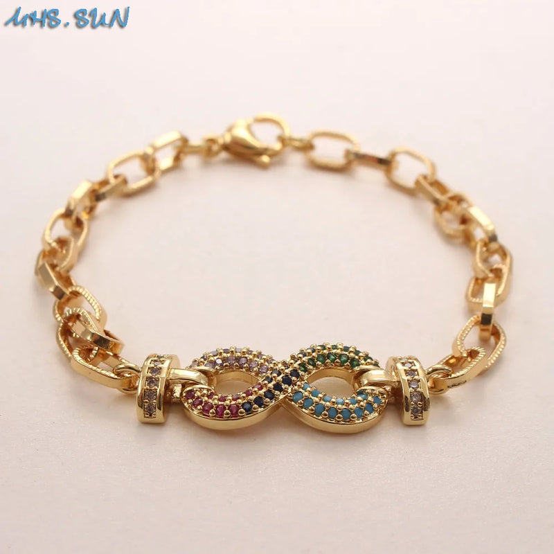 Women Zircon Heart Lips Bracelet Chain Bangle Plated Jewelry