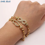 Women Zircon Heart Lips Bracelet Chain Bangle Plated Jewelry