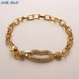 Women Zircon Heart Lips Bracelet Chain Bangle Plated Jewelry