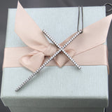 Silver CZ Cross Necklace Men Women Religious Pendant