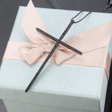 Silver CZ Cross Necklace Men Women Religious Pendant