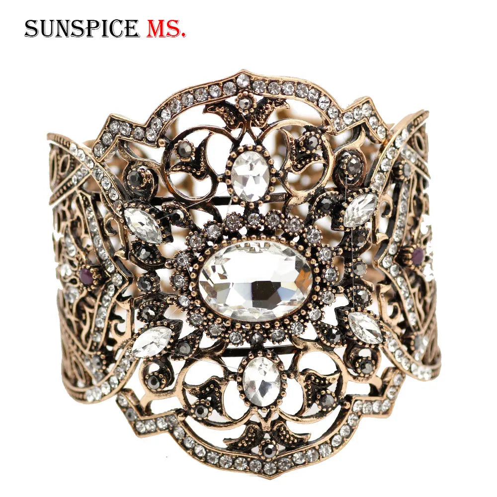 SUNSPICE-MS Big Bangle for Women Antique Vintage Cuff Bracelet Morocco Ethnic