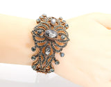 Vintage Bohemia Ethnic Bangle Cuff Gray Stone Bracelet