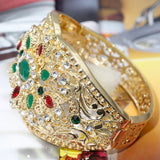 Colorful Crystal Female Cuff Bracelet Bangle Arabic Ethnic Wedding Jewelry