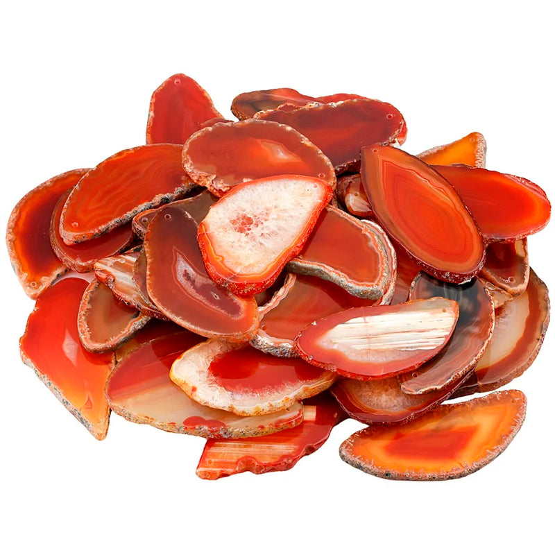 5pcs Red Orange Agate Stone Slice Pendant Drilled Holes DIY Decoration