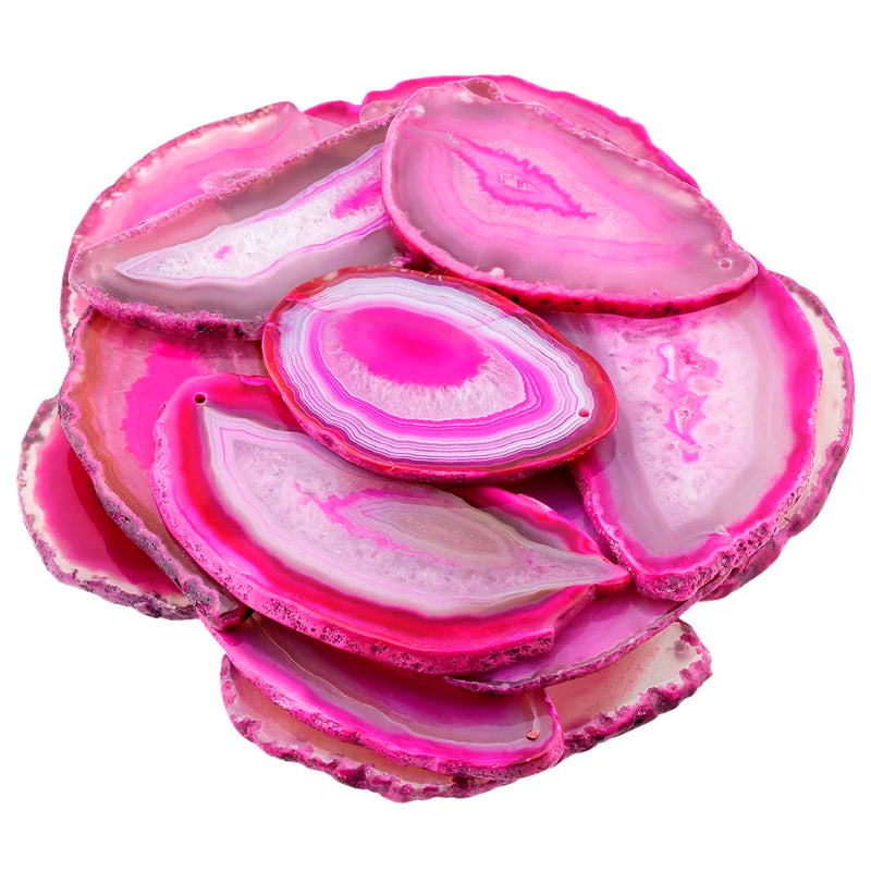 5pcs Fuchsia Agate Stone Slice Pendant Irregular Shape DIY Jewelry
