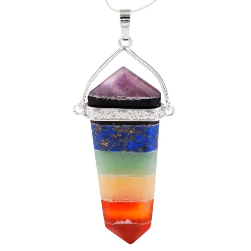 7 Chakra Stone Pendant Metaphysical Crystal Point Healing
