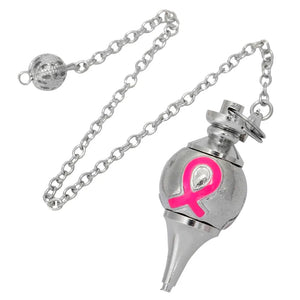 Enamel Pink Ribbon Breast Cancer Awareness Ball Bead Chakra Pendulum