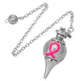 Enamel Pink Ribbon Breast Cancer Awareness Ball Bead Chakra Pendulum