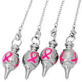 Enamel Pink Ribbon Breast Cancer Awareness Ball Bead Chakra Pendulum