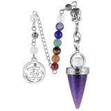 Gem Stone Cone Shape Pendulum for Divination Dowsing,Reiki Buddha Head Amulet
