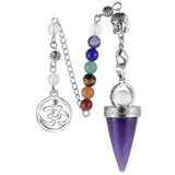 Gem Stone Cone Shape Pendulum for Divination Dowsing,Reiki Buddha Head Amulet