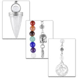 Gem Stone Cone Shape Pendulum for Divination Dowsing,Reiki Buddha Head Amulet