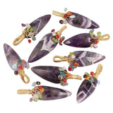 Wire Wrapped Faceted Crystal Healing Point Pendant with Reiki Charms