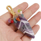 Wire Wrapped Faceted Crystal Healing Point Pendant with Reiki Charms