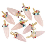 Wire Wrapped Faceted Crystal Healing Point Pendant with Reiki Charms